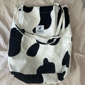 Large cow print corduroy tote bag